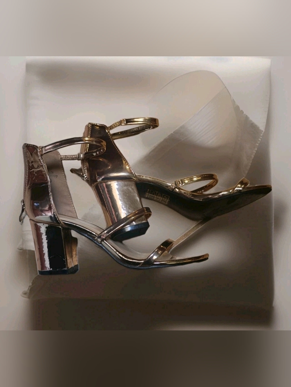 Gold Strappy Block Heel Sandals - Women's 7.5